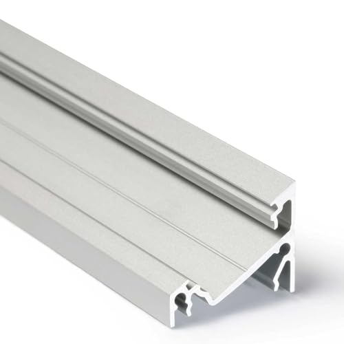 Alupona | CORNER14 Aluprofil Ecke | 1m | Aluminium Eckprofil-Leiste | eloxiert - für LED Streifen | Set inkl. Abdeckung-Schiene (milchig - slide) | + Montage-Klammern + Endkappen von Alupona