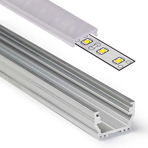 1m Aluprofil UNI (UN) 1 Meter Aluminium Profil-Leiste eloxiert für LED Streifen - Set inkl Abdeckung-Schiene durchsichtig-klar mit Montage-Klammern und Endkappen (1 Meter transparent click) von Alupona