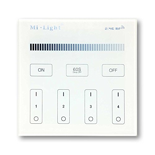 2,4G 4-Zonen LED Dimmer Funk-Touch-Panel B1 (Batterie) Wireless Smart Wandmontage Controller DC 3V 2x AAA RF von Alupona