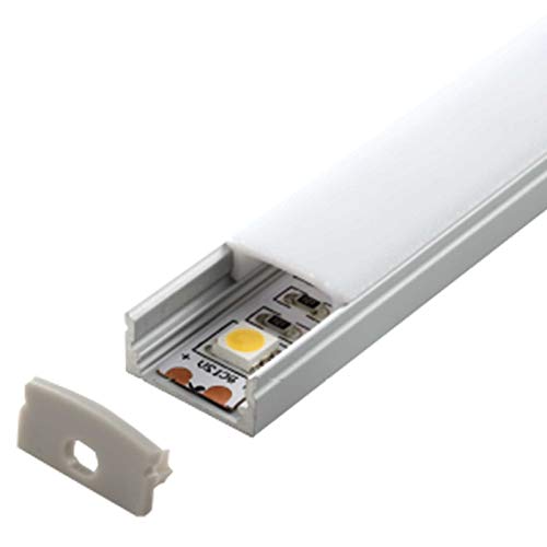2m Aluprofil LENO (LN) 2 Meter Aluminium Profil-Leiste eloxiert für LED Streifen - Set inkl Abdeckung-Schiene milchig-weiß (opal) mit Endkappen Abdeckung milchig click von Alupona