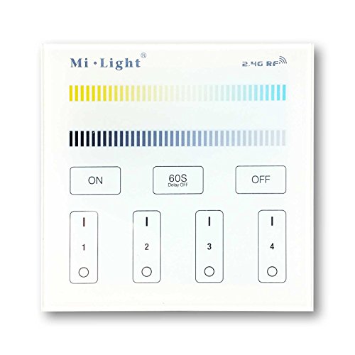 Alupona 2,4G 4-Zonen LED CCT Funk-Touch-Panel B2 (Batterie) Wireless Smart Wandmontage Controller DC 3V 2x AAA RF von Alupona