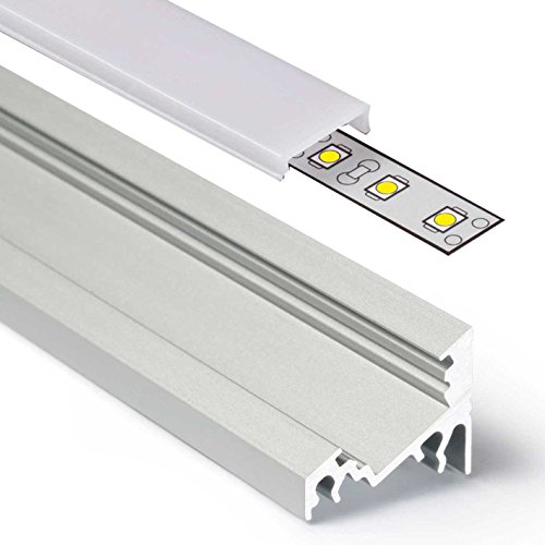 CABI (CA) Eckprofil Aluminium 1m eloxiert | Innen-Eckleiste für Led Streifen bis 10mm Breite | Eck-Profil + Acryl Abdeckung milchig-weiß (opal) + Endkappen |Aluprofil belastbar von Alupona