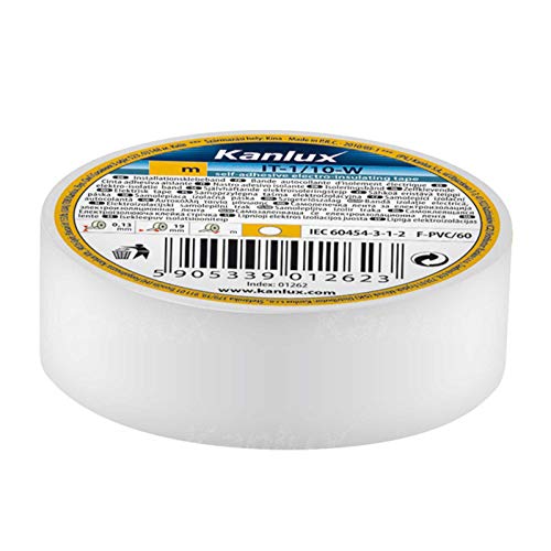 Alupona Isolierband | Elektriker | Klebeband | Farbigen PVC | Elektrisches Isolierband | 20 Meter | farbig (weiß | 20M | 001-KX01276) von Alupona
