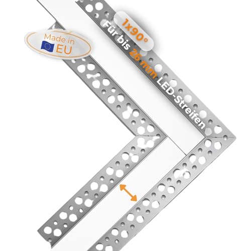 Alupona Kizar Eckverbinder LED U-Trockenbauprofil Aluminium eloxiert I 90° Eckwinkel Profilleiste für LED Streifen bis 20mm Breite I 19 cm x 19 cm I Trockenbauschiene + Acryl Abdeckung opal von Alupona