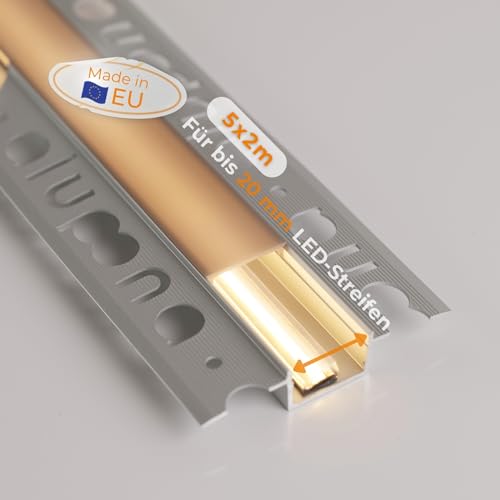 Alupona 5x Kizar20 LED Trockenbauprofil I 5 x 2 m I Langlebige Aluminium Profilleiste für LED Streifen bis 2 cm Breite I Perfekt für 12,5 mm Rigipsplatten I Trockenbauschiene + schwarze Abdeckung Alupona 5x Kizar20 LED Trockenbauprofil I 5 x 2 m I Langlebige Aluminium Profilleiste für LED Streifen bis 2 cm Breite I Perfekt für 12,5 mm Rigipsplatten I Trockenbauschiene + schwarze Abdeckung von Alupona