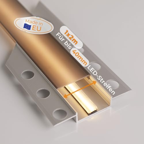 Alupona Kizar40 LED Trockenbauprofil I 1 x 2m I Langlebige Aluminium Profilleiste für LED Streifen bis 37mm Breite I Perfekt für Rigipsplatten I Trockenbauschiene + Acryl Abdeckung schwarz Alupona Kizar40 LED Trockenbauprofil I 1 x 2m I Langlebige Aluminium Profilleiste für LED Streifen bis 37mm Breite I Perfekt für Rigipsplatten I Trockenbauschiene + Acryl Abdeckung schwarz von Alupona