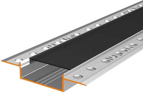 Alupona Kizar40 LED U-Trockenbauprofil Aluminium eloxiert I 2m x 3,7cm x 1,40cm I Profilleiste für LED Streifen bis 37mm Breite I Ideal für Rigipsplatten I Trockenbauschiene + Acryl Abdeckung schwarz von Alupona