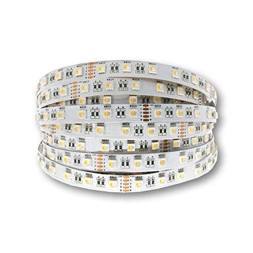 Alupona LED RGB LED + warmweiß Strip 24v Profi Lichtband | selbstklebend dimmbar bunt + 3000K | Lebensdauer 30.000 Stunden | indirekte Beleuchtung | 60 LEDs pro Meter | Chipsatz 5050 (6 Meter) von Alupona