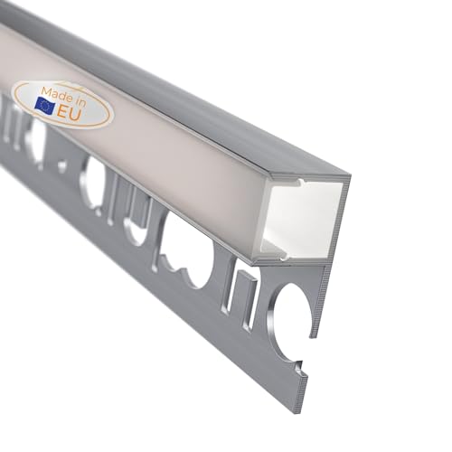 Alupona Mola LED Fliesenprofil I 5 x 2 m I Langlebige Aluminium Fliesen-Abschlussleiste für LED Streifen bis 1cm Breite I LED Trockenbauprofil in weiß I Fliesenschiene + Acryl Abdeckung opal Alupona Mola LED Fliesenprofil I 5 x 2 m I Langlebige Aluminium Fliesen-Abschlussleiste für LED Streifen bis 1cm Breite I LED Trockenbauprofil in weiß I Fliesenschiene + Acryl Abdeckung opal von Alupona