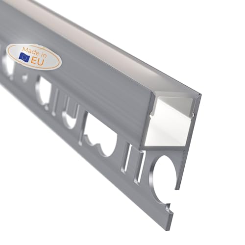 Alupona Mola-Up LED Fliesenprofil I 10 x 2 m I Langlebige Aluminium Fliesen-Abschlussleiste für LED Streifen bis 1cm Breite I LED Trockenbauprofil eloxiert I Fliesenschiene + Acryl Abdeckung opal Alupona Mola-Up LED Fliesenprofil I 10 x 2 m I Langlebige Aluminium Fliesen-Abschlussleiste für LED Streifen bis 1cm Breite I LED Trockenbauprofil eloxiert I Fliesenschiene + Acryl Abdeckung opal von Alupona