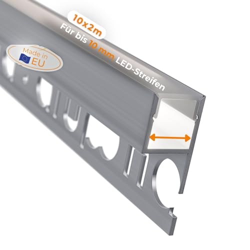 Alupona Mola-Up LED Fliesenprofil I 10 x 2 m I Langlebige Aluminium Fliesen-Abschlussleiste für LED Streifen bis 1cm Breite I LED Trockenbauprofil weiß I Fliesenschiene + Acryl Abdeckung opal Alupona Mola-Up LED Fliesenprofil I 10 x 2 m I Langlebige Aluminium Fliesen-Abschlussleiste für LED Streifen bis 1cm Breite I LED Trockenbauprofil weiß I Fliesenschiene + Acryl Abdeckung opal von Alupona