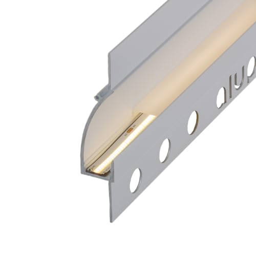 Alupona Pito96 LED Trockenbauprofil I 2 m I Langlebige Aluminium Profilleiste für LED Streifen bis 13 mm Breite I Perfekt für Rigipsplatten I Trockenbauschiene weiß lackiert + Acryl-Abdeckung milchig von Alupona