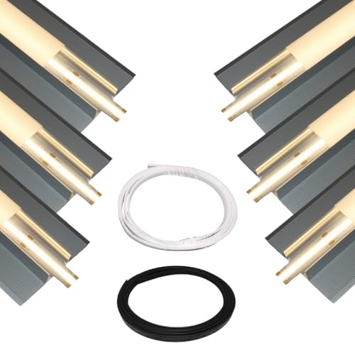 Alupona Pleni LED-Trockenbauprofil 6x1 m – Aluminiumprofil für 12,5 mm Gipskarton, flächenbündiger Einbau in Decken/Wände, inkl. opaler Abdeckung und Montageabdeckung zum Überstreichen von Alupona