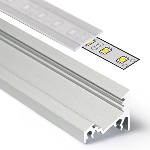 CABI (CA) Eckprofil Aluminium 2m eloxiert | Innen-Eckleiste für Led Streifen bis 10mm Breite | Eck-Profil + Acryl Abdeckung satiniert (halbtransparent) + Endkappen |Aluprofil belastbar von Alupona