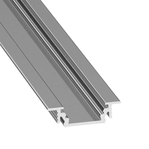 GROOVE (GR) Einbau Aluminium Profil Leiste eloxiert | L - 2m x B - 1,80cm x H - 0,62cm | Alu Kanal für LED Streifen + Acryl Abdeckung milchig-weiß opal + 2X Endkappen | Innen- und Außenbereich von Alupona