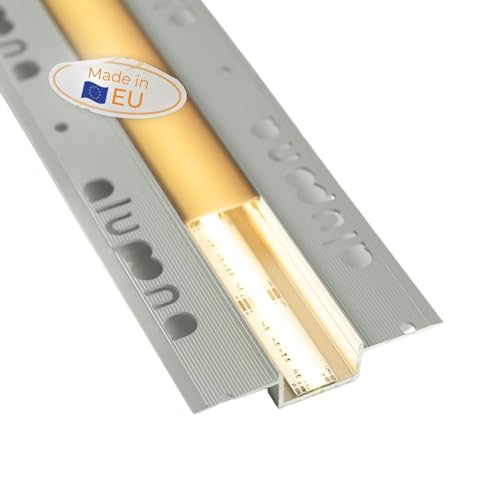 KIZAR U-Profil Aluminium eloxiert | L - 100cm x B - 2,85cm x H - 1,40cm | Alu Kanal für LED Streifen + Acryl Abdeckung milchig-weiß | Aluprofil für Stripes bis 20mm Breite | (12 x 1m) von Alupona