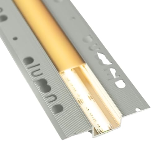 KIZAR U-Profil Aluminium eloxiert | L - 200cm x B - 2,85cm x H - 1,40cm | Alu Kanal für LED Streifen + Acryl Abdeckung milchig-weiß | Aluprofil für Stripes bis 20mm Breite | (5 x 2m) von Alupona