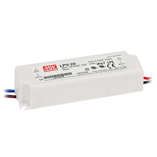 LPV-Serie MEAN WELL 24V LED Konverter max. 20.2W Netzteil Trafo Transformator Spannungswandler Vorschaltgerät TÜV-geprüft IP67 für LED Streifen & Strips LP-LPV-20-24) von Alupona