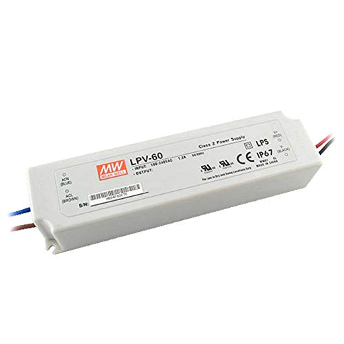 LPV-Serie MEAN WELL | 24V LED Konverter | max. 60W | Netzteil Trafo Transformator Spannungswandler Vorschaltgerät | TÜV-geprüft | IP67 | für LED Streifen & Strips (60W | 24V | LP-LPV-60-24) von Alupona