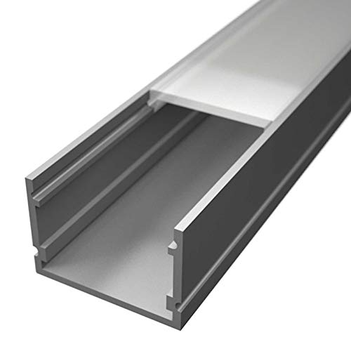 NORMA Aufbauprofil Aluminium eloxiert | L - 2m x B - 30mm x H - 20mm | milchig | inkl. Montageclips + Endkappen | Aluprofil für Stripes bis 26mm Breite (2 Meter NORMA milchig) von Alupona