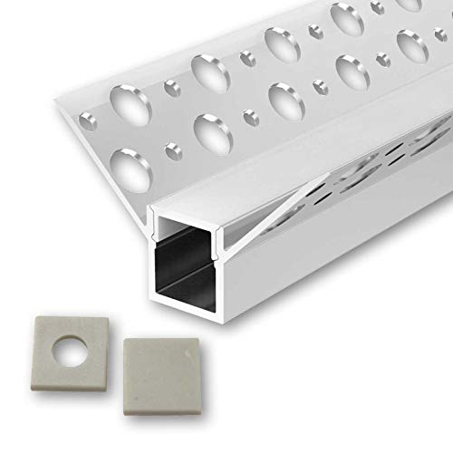ONUR U-Profil Aluminium LED eloxiert | L - 2m x B - 1,3cm x H - 12,8cm | Alu Kanal für LED Streifen + Acryl Abdeckung milchig-weiß | Aluprofil für Stripes bis 10mm Breite + belastbar von Alupona