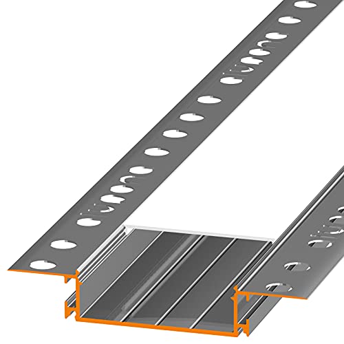 SALA104 U-Profil Aluminium LED eloxiert | L - 2m x B - 5,0cm x H - 1,85cm | Alu Kanal für LED Streifen + Acryl Abdeckung milchig-weiß | Aluprofil für Strips bis 46mm Breite Vouten Beleuchtung von Alupona