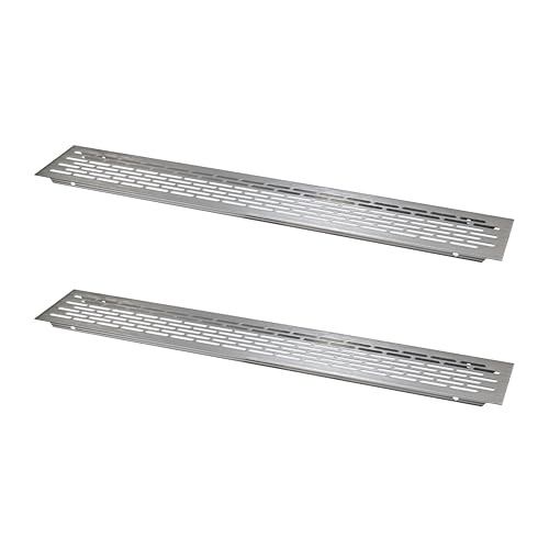 ALUSFERA Lüftungsgitter - 80 x 480 mm - Lüftungsgitter Rechteckig für Arbeitsplatte - Zubehör Möbel aus Aluminium - Luftgitter für Möbel - Lüftungsgitter Küche - 2 Stück - Inox von ALUSFERA