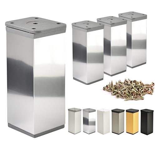 ALUSFERA Möbelfüße Verstellbar – 4er Set – Schrankfüsse mit Elegantes Design – Füße für Möbel 40 x 40 x 80 mm Einfache Montage mit Komplettem Schraubenset von ALUSFERA
