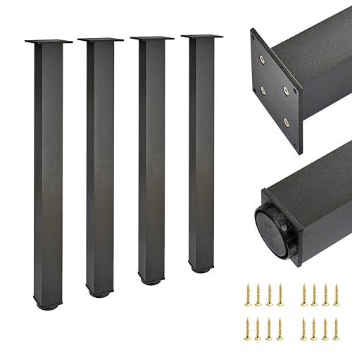 Alusfera Tischbeine Metall Schwarz Matt - 4 Stück – 60x60x710 mm Höhenverstellbar +30 mm – Hochwertige möbelfüße für Tische & Schreibtische – Stabil & Robust – Inklusive Montageset von ALUSFERA