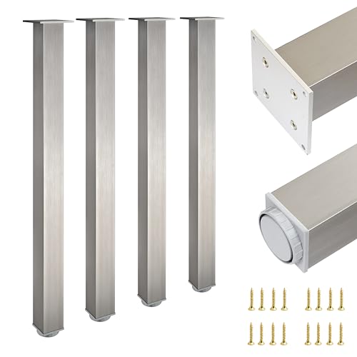 ALUSFERA Tischbeine Metall - 4 Stück – 60x60x820 mm Höhenverstellbar +30 mm – Hochwertige möbelfüße für Tische & Schreibtische – Stabil & Robust – Inklusive Montageset von ALUSFERA