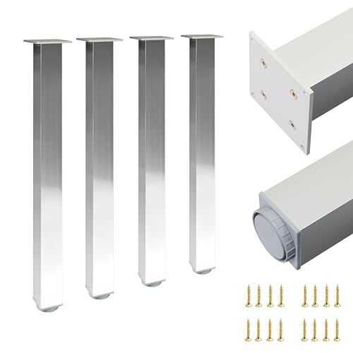 ALUSFERA Tischbeine Metall - 4 Stück – 60x60x710 mm Höhenverstellbar +30 mm – Hochwertige möbelfüße für Tische & Schreibtische – Stabil & Robust – Inklusive Montageset von ALUSFERA