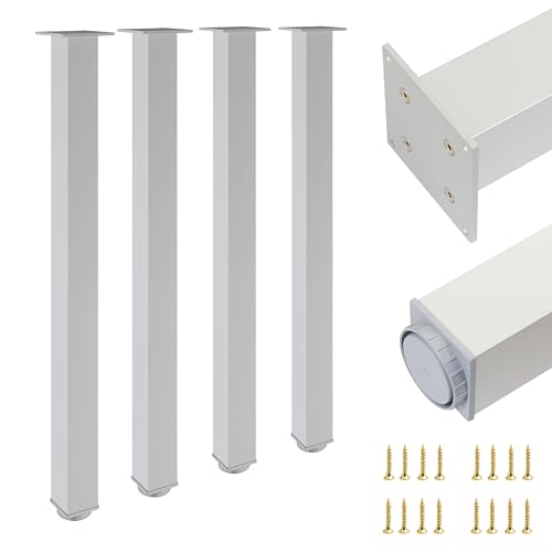 ALUSFERA Tischbeine Metall - 4 Stück – 60x60x820 mm Höhenverstellbar +30 mm – Hochwertige möbelfüße für Tische & Schreibtische – Stabil & Robust – Inklusive Montageset von ALUSFERA