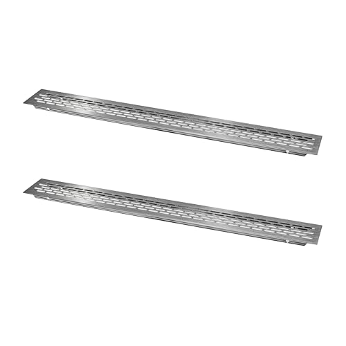 ALUSFERA Lüftungsgitter - 60 x 484 mm - Lüftungsgitter Rechteckig für Arbeitsplatte - Zubehör Möbel aus Aluminium - Luftgitter für Möbel - Lüftungsgitter Küche - 2 Stück - Inox von Alusfera