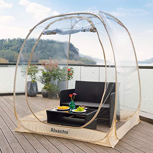 Alvantor Pop-Up-Bubble-Zelt, Instant Iglu-Zelt für 2 bis 3 Personen, Sichtschutzhaus für Terrasse, großer übergroßer Wetterschutz, Kälteschutz Campingzelt, 1,8 x 1,8 m, Beige von Alvantor