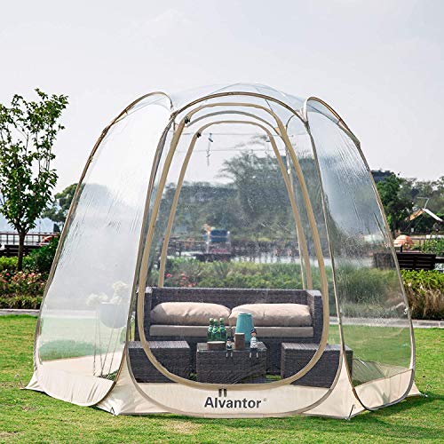 Alvantor Pop Up Bubble Zelt – 3 m x 3 m Instant Iglu-Zelt – 4–6 Personen Bildschirm Haus für Terrassen – Großes, übergroßes wetterfestes Pod – Kälteschutz Campingzelt – Beige von Alvantor