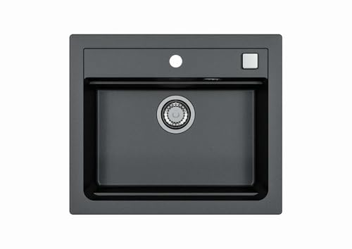 Alveus 1131996 ATROX 30 Küchenspüle Unterputz oder Unterbau aus Granit, Schwarz von Alveus