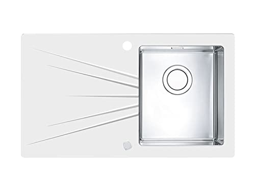 Küchenspüle aus Glas mit Einzelbecken von Alveus KARAT UP 10 - RECHTS - WEISS - 1123796 von Alveus