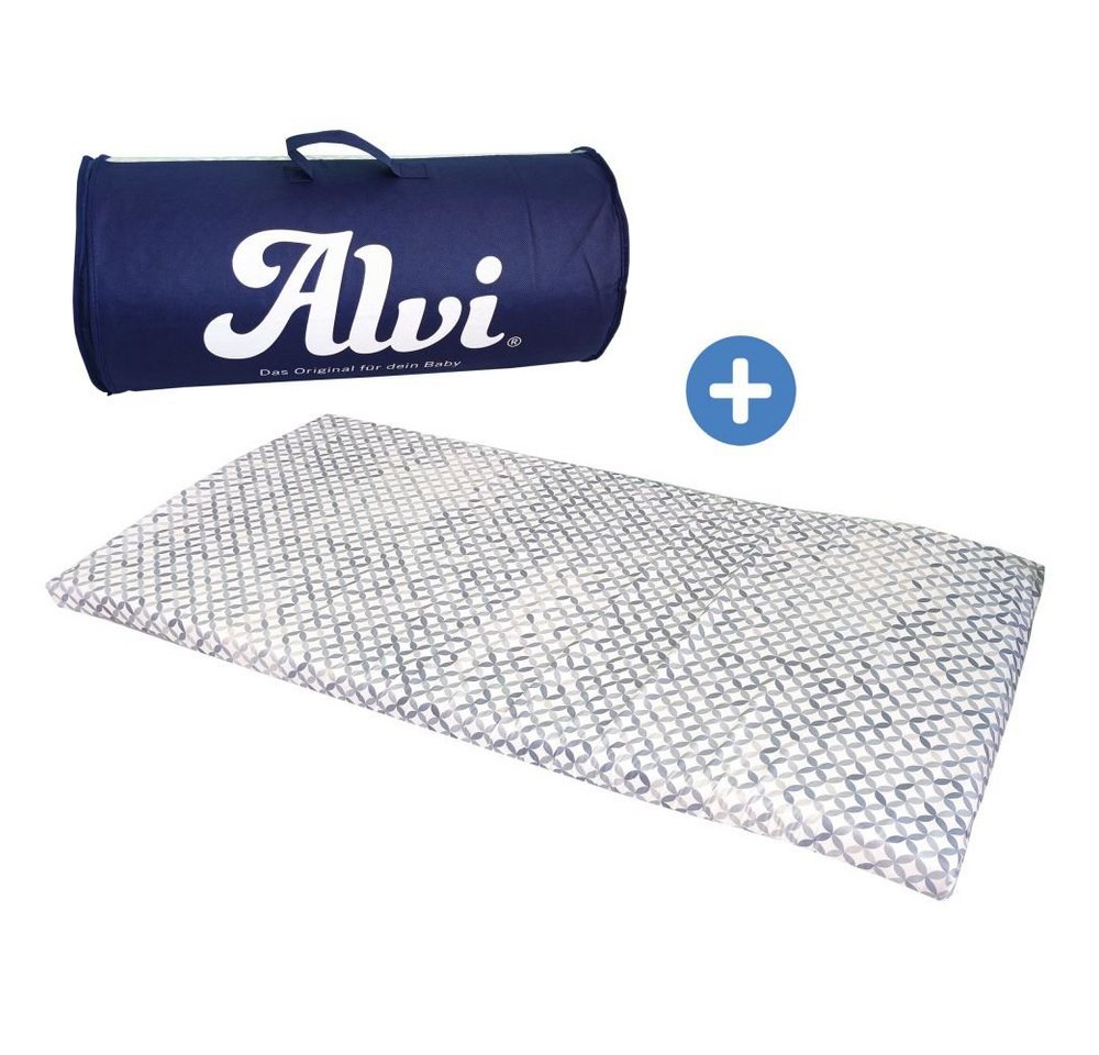 Alvi® Baby-Reisebett Mosaik - Grau, Reisebettmatratze 60x120 cm - Matratze für Baby Reisebett und Tasche von Alvi®