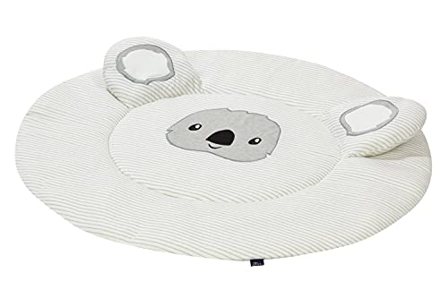 Alvi Krabbeldecke rund | Krabbeldecke 100 cm | Außenmaterial: 100% Bio-Baumwolle | Füllung: 100% Polyester Premium Baby Kuscheldecke | Spieldecke Extra Weich Gepolstert, Koala Gray 3d mit Ohren von Alvi