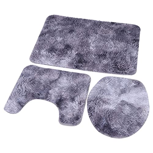 Alvinlite 3Pcs Badezimmer Teppich Set, rutschfeste Weiche Badematte U-förmiger Kontur Teppich Toilettendeckel Abdeckung Dekoration Zubehör(Violett) von Alvinlite