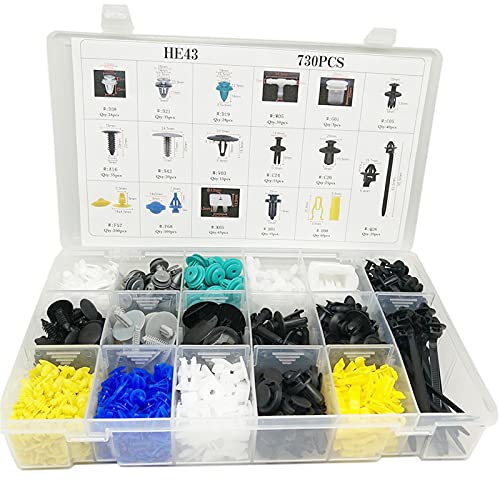 Alvinlite 730 Pcs Bumper Retainer Clips Car Plastic Rivets Fasteners Push Retainer Kit Auto Push Pin Rivets Set Door Trim Panel Clips, 18 Sizes Alvinlite 730 Pcs Bumper Retainer Clips Car Plastic Rivets Fasteners Push Retainer Kit Auto Push Pin Rivets Set Door Trim Panel Clips, 18 Sizes von Alvinlite