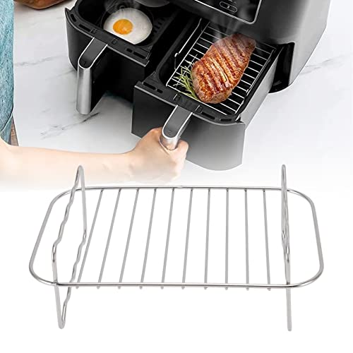 Alvinlite Air Fryer Rack, Spießständer, Grill, rechteckig, Doppellagiges Fritteusenzubehör, Edelstahl für Ninja Food 8 Qt Dual Basket Fryer von Alvinlite