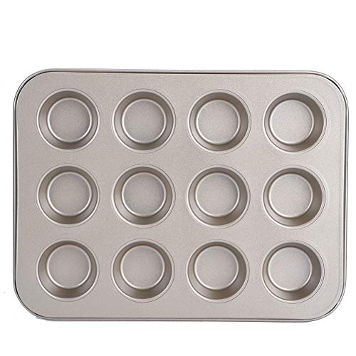 Alvinlite Mini Muffinform, 12er Muffinblech, Golden Muffin Backform, Mini Cupcake Formen Non-Stick Minimuffinform für Saftige Mini Muffins, Cupcakes, Flach, Antihaftbeschichtet, 24.6 x 18.5 x 2cm von Alvinlite