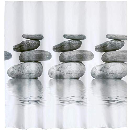 Alvinlite Duschvorhang 200 x 240 cm Pebble Schimmelresistenter und Wasserabweisend Shower Curtain, Badvorhang aus Polyester Stoff Waschbar Bad Vorhang mit 12 Ringe für Dusche und Badewanne von Alvinlite