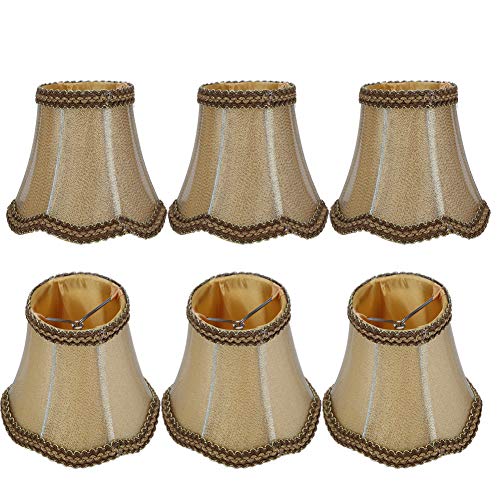 Alvinlite Kleiner Lampenschirm 6er-Set, Gold Lampenschirme aus Fassgewebe zum Aufstecken für Hängelampe Tischlampe Stehlampe, Art Decor Kronleuchterschirme im europäischen Sti von Alvinlite