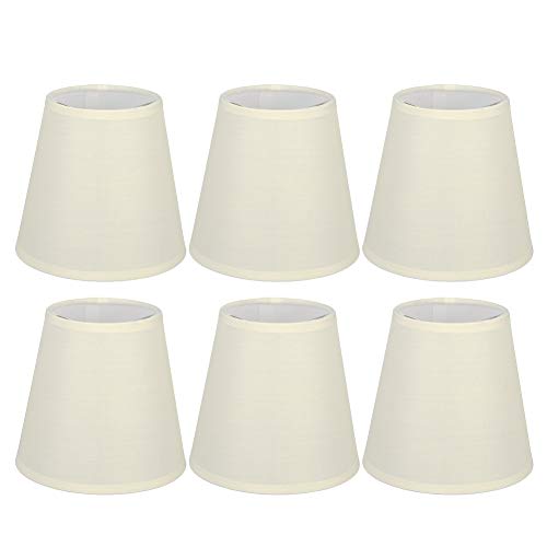 Alvinlite Kleiner Lampenschirm 6er-Set, Beige Lampenschirme aus Fassgewebe zum Aufstecken für Hängelampe Tischlampe Stehlampe, Cremefarbene Kronleuchterschirme im nordischen Kunstdekor von Alvinlite