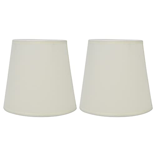 Alvinlite Kronleuchterschirme Lampenschirme 2er Set, Lampenschirm E14 UNO Fitter Bell Lampenschirme für Hängelampe Tischlampe Stehlampe Ersatz(Beige) von Alvinlite