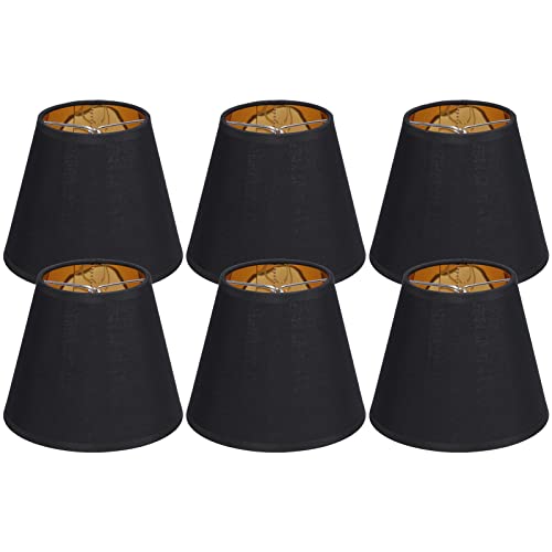 Alvinlite Lampenschirme 6er-Set, Moderne kleine Lampenschirm Clip On, Schwarz Gold Glockenlampenschirme, die an der Glühbirne befestigt Werden, schwarz, für Hängelampe Tischlampe Stehlampe Ersatz Alvinlite Lampenschirme 6er-Set, Moderne kleine Lampenschirm Clip On, Schwarz Gold Glockenlampenschirme, die an der Glühbirne befestigt Werden, schwarz, für Hängelampe Tischlampe Stehlampe Ersatz von Alvinlite