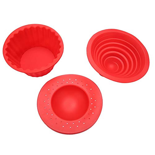 Alvinlite Riesige große Silikon-Cupcake-Kuchenform Top Cupcake-Backset Backform, Cupcakes-Backset, Riesen-Cupcake-Form, Silikon-Cupcake-Kuchenform, Rot 3er Pack Riesige von Alvinlite