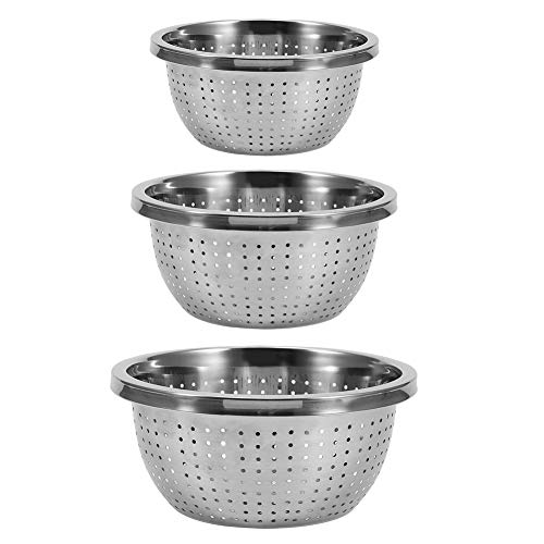 Alvinlite Sieb 3er-Set, mikroperforierte Siebe aus Edelstahl zum Abtropfen Spülen Waschen, ideal für Pasta, Gemüse, Obst, strapazierfähig und spülmaschinenfest Sieb-Set von Alvinlite